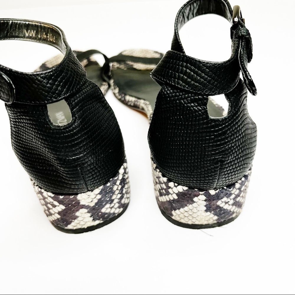 Stuart Weitzman | Snakeskin Print Block Heel Sand… - image 3